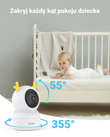 Certified Refurbished, Vacos 720p Advanced Video Baby Monitor, 5-inch LCD Screen with HD 1280*720p Baby Monitor
