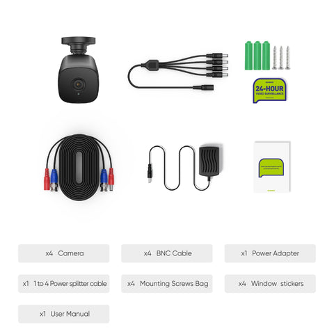 Certified Refurbished 5MP Full HD Wired Bullet CCTV Cameras Kit
