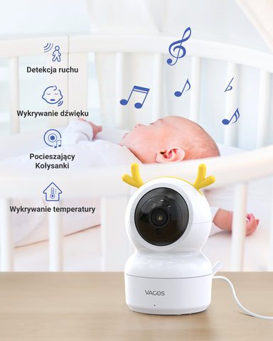 Certified Refurbished, Vacos 720p Advanced Video Baby Monitor, 5-inch LCD Screen with HD 1280*720p Baby Monitor