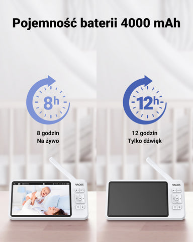 Certified Refurbished, Vacos 720p Advanced Video Baby Monitor, 5-inch LCD Screen with HD 1280*720p Baby Monitor