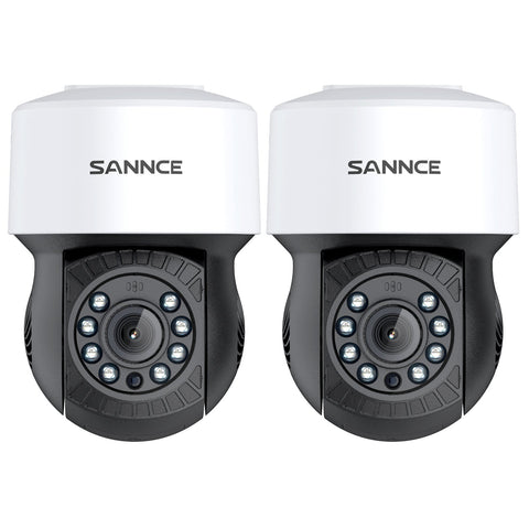 certyfikowany produkt odnowiony Zestaw 2 sztuk, Kamera bezpieczeństwa PT 1080P z panoramicznym obrotem 350° i pochyleniem 90°, widzenie nocne do 30 m, detekcja ruchu, wodoodporna