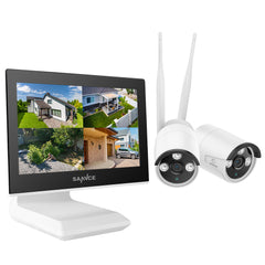 10 Channel Wireless Security Camera System, 5MP NVR w/ 10.1'' LCD Monitor, 2 pcs IP Cameras AI Human Detection, Remote Access & Smart Motion Alerts, Work with Alexa