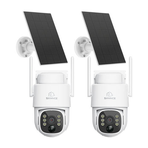 2 SZT. Bezprzewodowa zewnętrzna kamera bezpieczeństwa 4MP z baterią,podwójne pasmo WiFi 2,4/5,8 GHz Pro, detekcja ludzi AI, dwukierunkowy dźwięk, zasilanie bateryjne i solarne, obrót 270° i pochylenie 90°, kompatybilny z Alexa