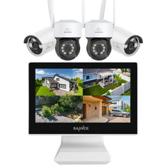 10 Channel Wireless PT Security Camera System, 5MP NVR w/ 10.1'' LCD Monitor, Pan & Tilt IP Cameras AI Human Detection, Remote Access, Smart Motion Alerts, Work with Alexa
