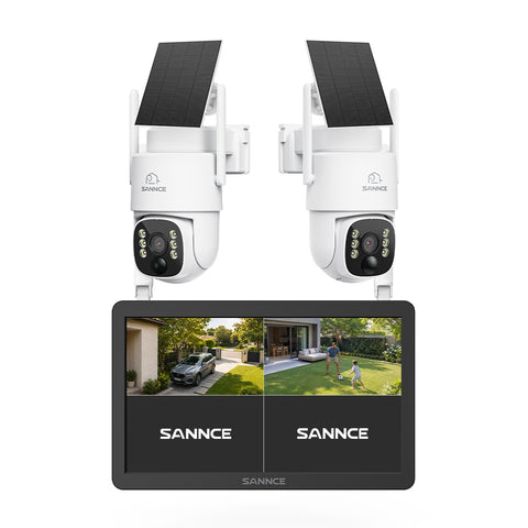Zestaw do Monitoringu Bezprzewodowego 2 Kamery 4Mpx z 10,1" 10-Kanałowym Rejestratorem NVR i Wbudowaną Kartą microSD 64GB, WiFi 2,4/5 GHz, AI + PIR, Kolorowe Widzenie Nocne, Zasilanie Bateryjne i Solarne, PTZ 270°/90°, Alexa