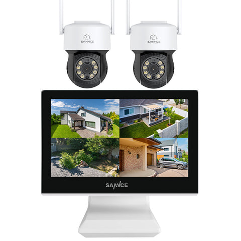 10 Channel Wireless PT Security Camera System, 5MP NVR w/ 10.1'' LCD Monitor, Pan & Tilt IP Cameras AI Human Detection, Remote Access, Smart Motion Alerts, Work with Alexa