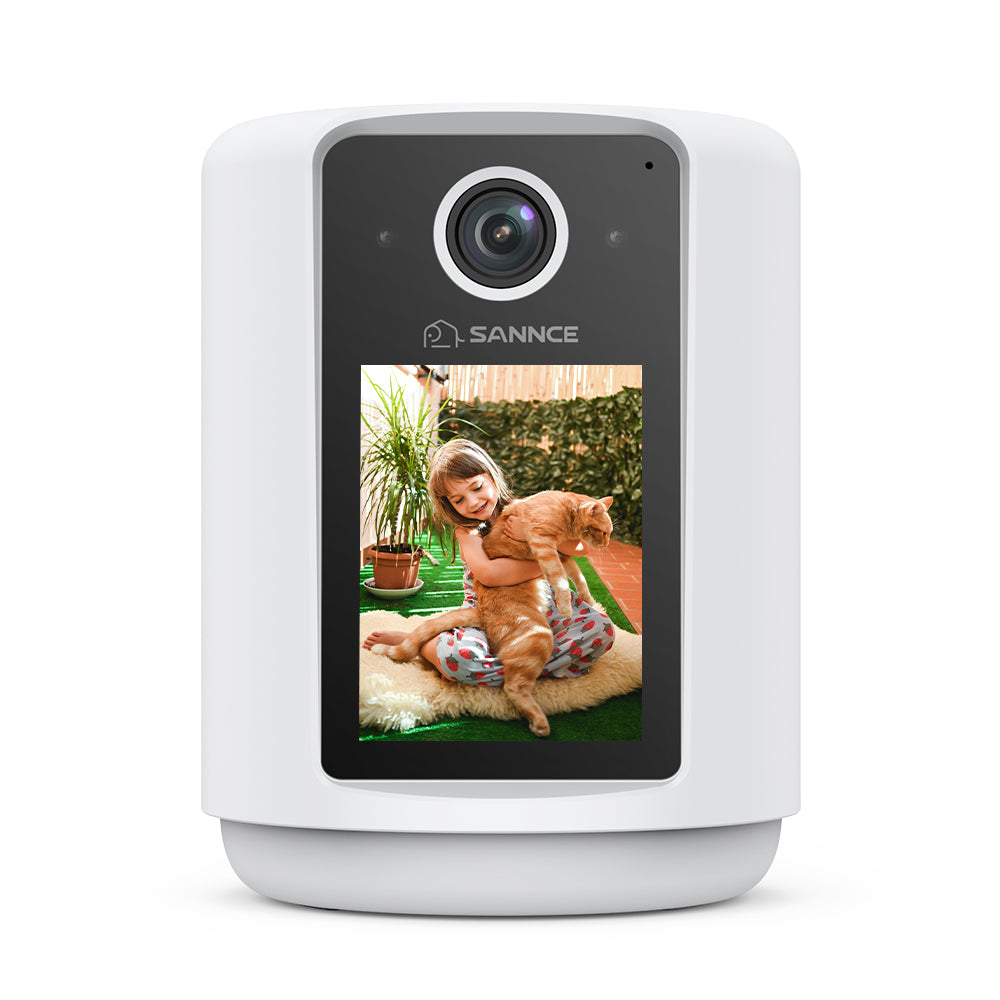 SANNCE Bezprzewodowa Kamera IP 2K na Baterię z Ekranem 2,4”, Nocne Światło, Połączenie Jednym Kliknięciem, Audio 2-Way, Monitor WiFi do Domu i Zwierząt, Detekcja AI