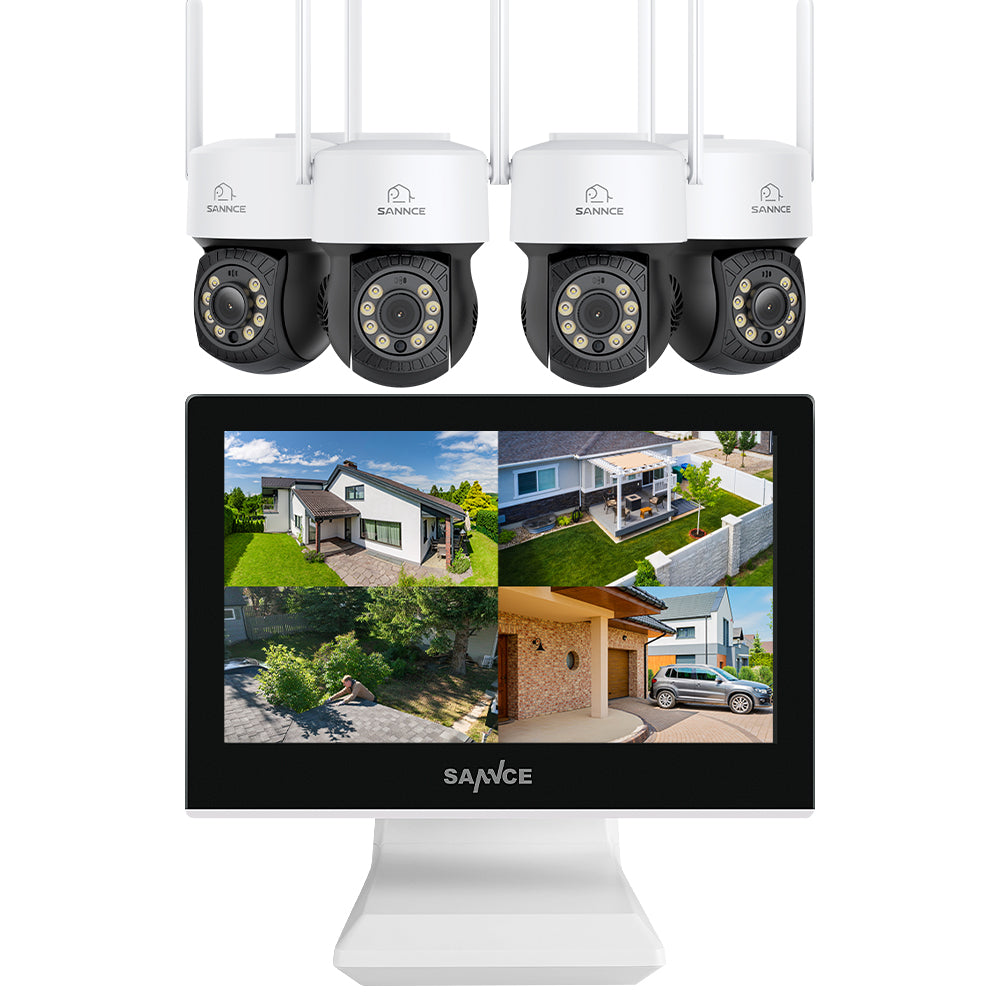 10 Channel Wireless PT Security Camera System, 5MP NVR w/ 10.1'' LCD Monitor, Pan & Tilt IP Cameras AI Human Detection, Remote Access, Smart Motion Alerts, Work with Alexa
