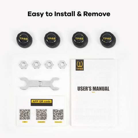 Tire Pressure Monitoring System, Bluetooth 5.0, 5 Alarm Modes, 4 TPMS External Sensors, Support iOS & Android,  Real-time Detection Pressure & Temperature, Easy to Install