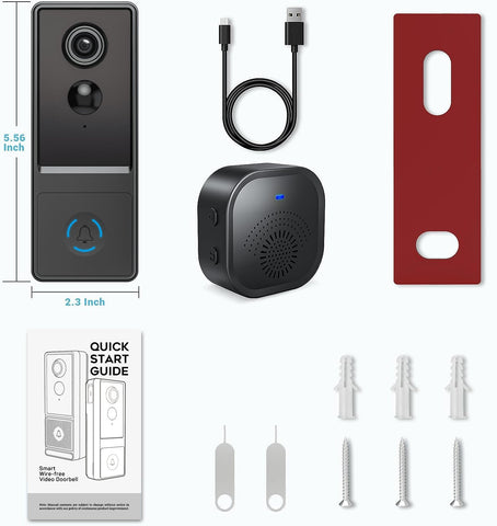 Bezprzewodowy dzwonek wideo WiFi 1080P SANNCE – kamera do drzwi, detekcja ruchu, 2-way audio, bateria do 180 dni, nocne widzenie, IP66, Alexa i Google Home