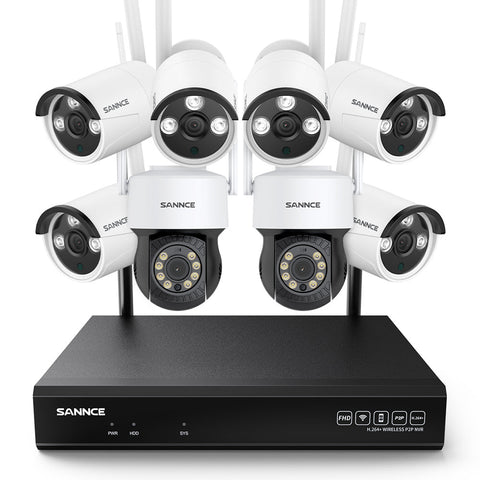 5MP 10-Channel Wireless PT & Bullet Security Camera System, 8MP NVR, 5MP Camera, Two-Way Audio, IP66 Waterproof, Smart AI Human Detection, Work With Alexa