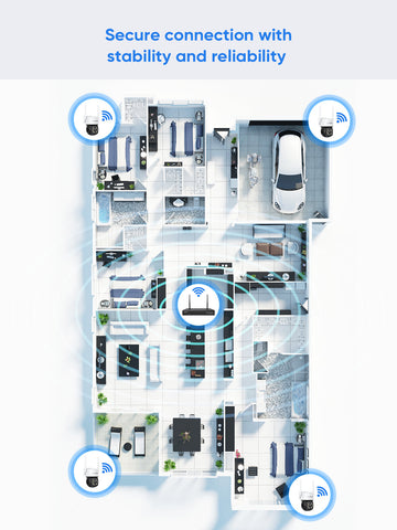3MP 10-Channel Wireless CCTV PT & Bullet Camera System, 8MP NVR, 3MP Pan & Tilt WiFi IP Cameras, Audio Recording, AI Human Detection, Work With Alexa