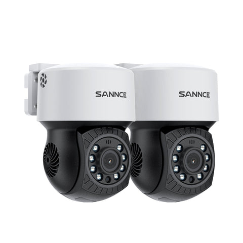 certyfikowany produkt odnowiony Zestaw 2 sztuk, Kamera bezpieczeństwa PT 1080P z panoramicznym obrotem 350° i pochyleniem 90°, widzenie nocne do 30 m, detekcja ruchu, wodoodporna