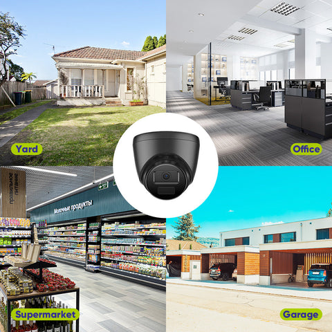 8 Channel 5MP Wired Security Camera System - Hybrid DVR, 8pcs 2MP Turret Cameras, Outdoor & Indoor, Smart Motion Detection, Remote Access