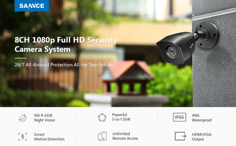 1080p HD 5-in-1 DVR Security System with 4 100ft Night Vision Cameras, Smart Motion, Remote Access, Smart Playback, IP66 Waterproof