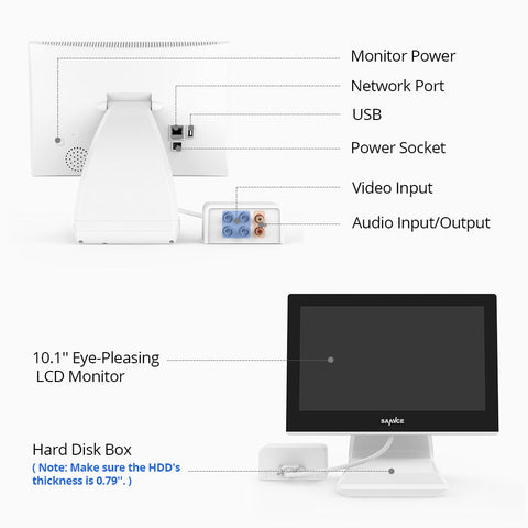 5MP 4 Channel Hybrid 5-in-1 CCTV Digital Video Recorder w/ 10.1¡° LCD Colorful Monitor