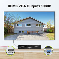 1080p 16 Channel 8 Camera Outdoor Wired Security System, Smart Motion Detection, 100 ft Infrared Night Vision, IP67 Weatherproof