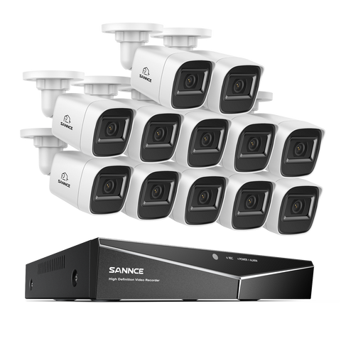 1080p 16 Channel 12 Camera Outdoor Wired Security System, Smart Motion Detection, 100 ft Infrared Night Vision, IP67 Weatherproof