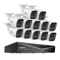 1080p 16 Channel 12 Camera Outdoor Wired Security System, Smart Motion Detection, 100 ft Infrared Night Vision, IP67 Weatherproof