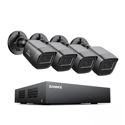 8 Channel 5MP Wired Security Camera System - Hybrid DVR, 4pcs 2MP Bullet Cameras, Outdoor & Indoor, Smart Motion Detection, Remote Access