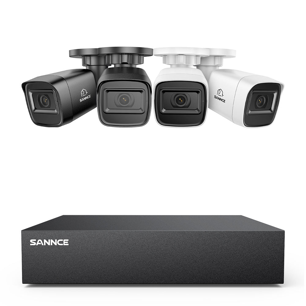 8 Channel 5MP Wired Security Camera System - Hybrid DVR, 4pcs 2MP Bullet Cameras, Outdoor & Indoor, Smart Motion Detection, Remote Access