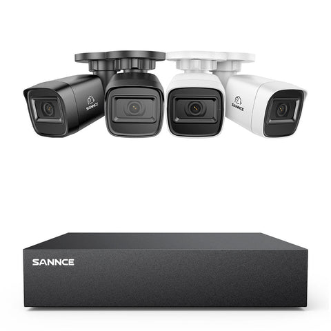 8 Channel 5MP Wired Security Camera System - Hybrid DVR, 4pcs 2MP Bullet Cameras, Outdoor & Indoor, Smart Motion Detection, Remote Access