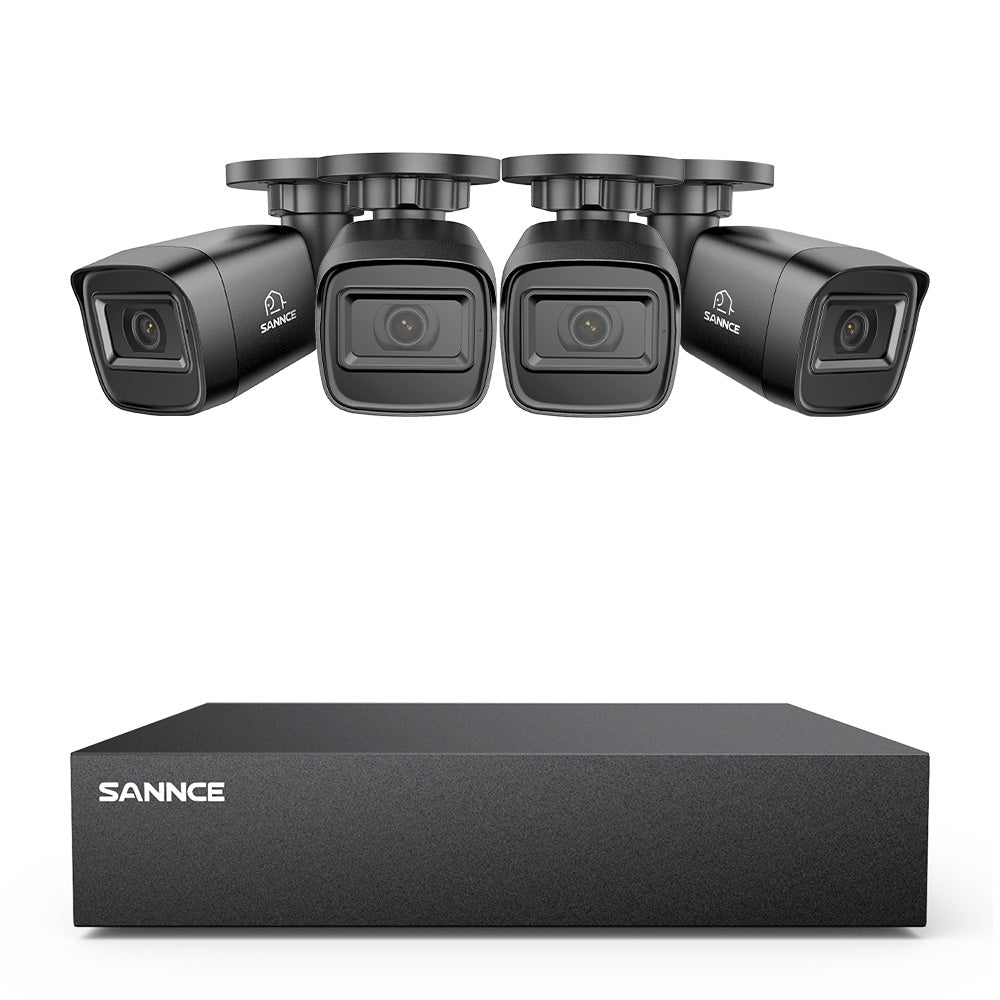 8 Channel 5MP Wired Security Camera System - Hybrid DVR, 4pcs 2MP Bullet Cameras, Outdoor & Indoor, Smart Motion Detection, Remote Access