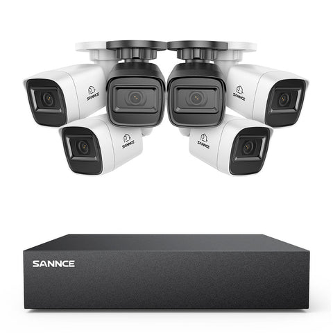 5MP 8-Channel Wired Security DVR System with 6pcs 2MP Outdoor Bullet CCTV Cameras, Smart Human / Vehicle / Motion Detection