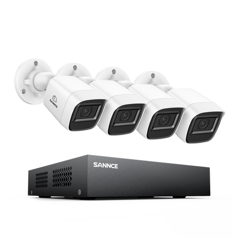 8 Channel 5MP Wired Security Camera System - Hybrid DVR, 4pcs 2MP Bullet Cameras, Outdoor & Indoor, Smart Motion Detection, Remote Access