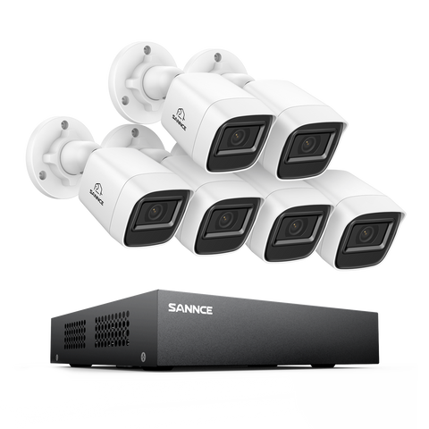8 Channel 5MP Wired Security Camera System - Hybrid DVR, 6pcs 2MP Bullet Cameras, Outdoor & Indoor, Smart Motion Detection, Remote Access