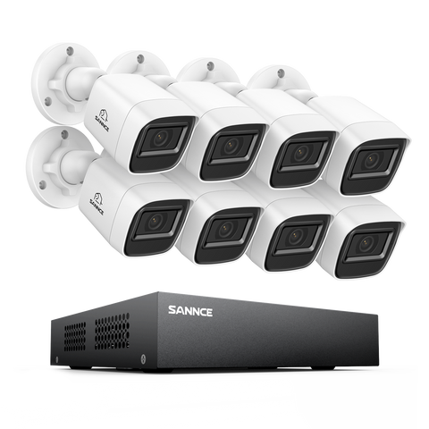 8 Channel 5MP Wired Security Camera System - Hybrid DVR, 8pcs 2MP Bullet Cameras, Outdoor & Indoor, Smart Motion Detection, Remote Access