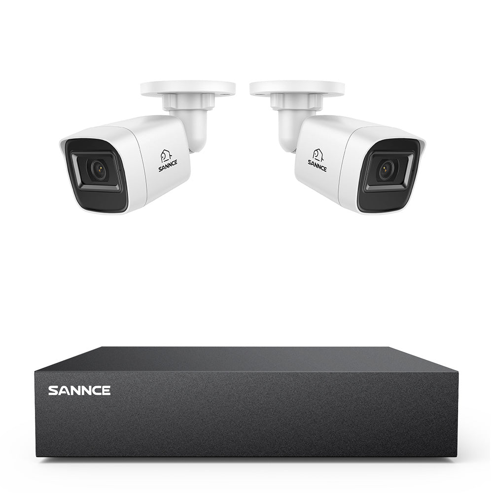 8 Channel 5MP Wired Security Camera System - Hybrid DVR, 2pcs 2MP Bullet Cameras, Outdoor & Indoor, Smart Motion Detection, Remote Access