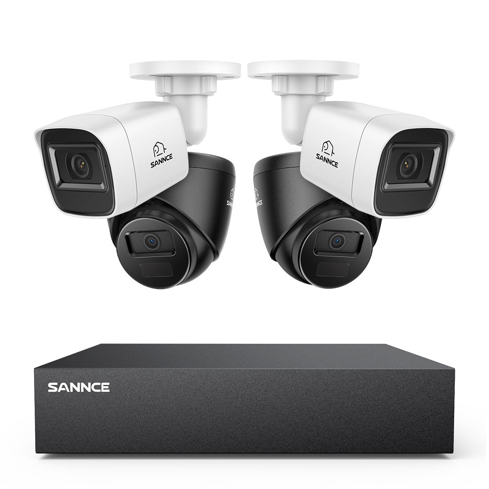 8 Channel 5MP Wired Security Camera System - Hybrid DVR, 4pcs 2MP Cameras, Outdoor & Indoor, Smart Motion Detection, Remote Access