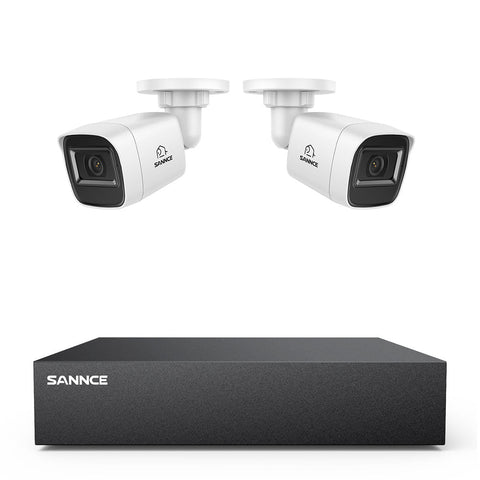 8 Channel 5MP Wired Security Camera System - Hybrid DVR, 2pcs 2MP Bullet Cameras, Outdoor & Indoor, Smart Motion Detection, Remote Access