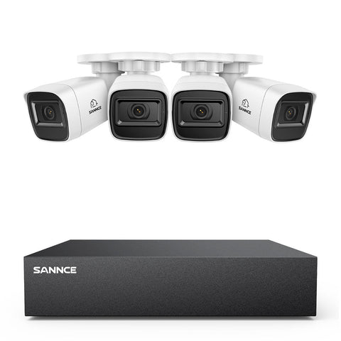 8 Channel 5MP Wired Security Camera System - Hybrid DVR, 4pcs 2MP Bullet Cameras, Outdoor & Indoor, Smart Motion Detection, Remote Access