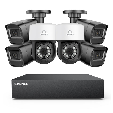 5MP 8 Channel PT Security Camera System - Hybrid 5-in-1 DVR, Pan & Tilt CCTV Camera, 100 ft Night Vision, Motion Detection, Outdoor, Waterproof