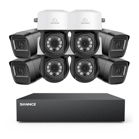 5MP 8 Channel PT Security Camera System - Hybrid 5-in-1 DVR, Pan & Tilt CCTV Camera, 100 ft Night Vision, Motion Detection, Outdoor, Waterproof