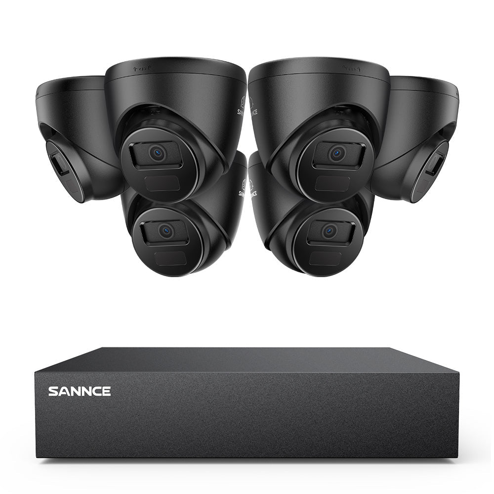 8 Channel 5MP Wired Security Camera System - Hybrid DVR, 6pcs 2MP Turret Cameras, Outdoor & Indoor, Smart Motion Detection, Remote Access