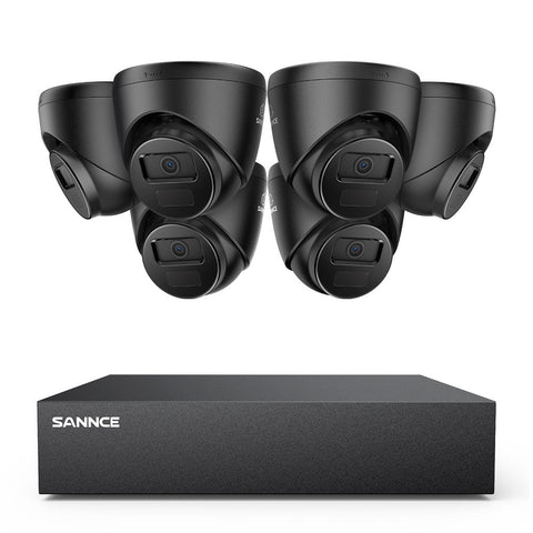 8 Channel 5MP Wired Security Camera System - Hybrid DVR, 6pcs 2MP Turret Cameras, Outdoor & Indoor, Smart Motion Detection, Remote Access