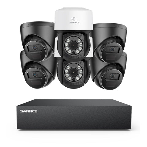 5MP 8 Channel PT Security Camera System - Hybrid 5-in-1 DVR, Pan & Tilt CCTV Camera, 100 ft Night Vision, Motion Detection, Outdoor, Waterproof