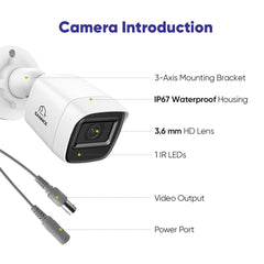 1080p 16 Channel 8 Camera Outdoor Wired Security System, Smart Motion Detection, 100 ft Infrared Night Vision, IP67 Weatherproof