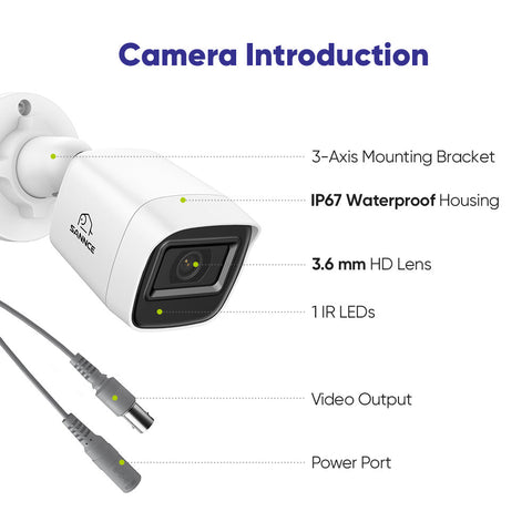 8 Channel 5MP Wired Security Camera System - Hybrid DVR, 4pcs 2MP Bullet Cameras, Outdoor & Indoor, Smart Motion Detection, Remote Access
