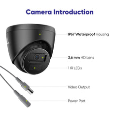 1080p 16 Channel 8 Camera Outdoor Wired Security System, Smart Motion Detection, 100 ft Infrared Night Vision, IP66 Weatherproof