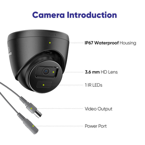 8 Channel 2MP Wired Security Camera System - Hybrid DVR, 4pcs 2MP Turret Cameras, Outdoor & Indoor, Smart Motion Detection, Remote Access