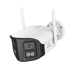 DQ400P – Zewnętrzna kamera PoE & WiFi 4MP z podwójnym obiektywem, 170° szeroki kąt, kolorowe widzenie nocne, dwukierunkowe audio, Alexa