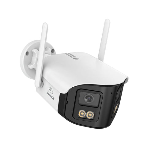 FDQ400 System kamer bezpieczeństwa PoE 4K 10-kanałowy z podwójnym obiektywem, rejestrator NVR 8 MP + 5 kamer IP 4 MP Wi-Fi + PoE, ultraszeroki kąt 170°, pełnokolorowe widzenie nocne przy bardzo słabym oświetleniu, dwukierunkowy dźwięk, detekcja osób AI