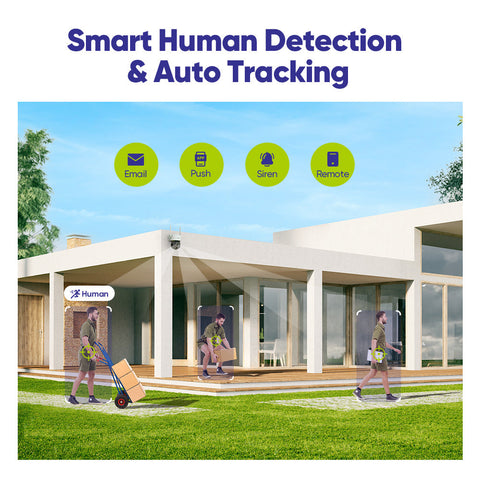 10 Channel Wireless PT Security Camera System, 5MP NVR w/ 10.1'' LCD Monitor, Pan & Tilt IP Cameras AI Human Detection, Remote Access, Smart Motion Alerts, Work with Alexa