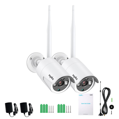 3MP Wireless Security Camera, 2Pcs WiFi IP Cameras for SANNCE N48WHE/N98WHE/N44WEF, AI Human Detection, Work with Alexa, 100ft Night Vision, Remote Access & Smart Motion Alerts
