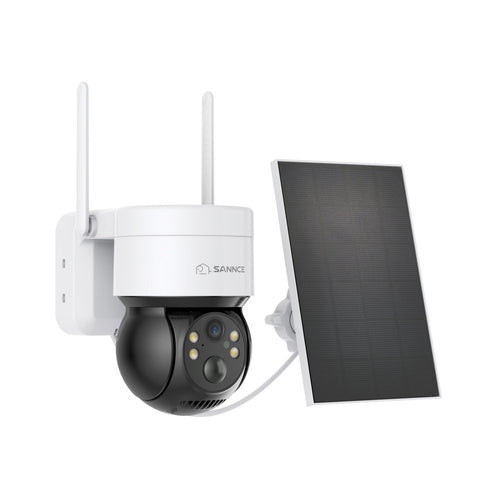 SANNCE Kamera Zewnętrzna Solar­na 2K 4MP, Bezprzewodowa Kamera Obrotowa WiFi z Akumulatorem i Panelem Solarnym, Kolorowa Wizja Nocna, Audio 2-Way, Detekcja PIR, Alexa