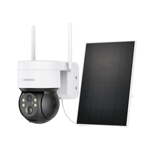SANNCE Kamera Zewnętrzna Solar­na 2K 4MP, Bezprzewodowa Kamera Obrotowa WiFi z Akumulatorem i Panelem Solarnym, Kolorowa Wizja Nocna, Audio 2-Way, Detekcja PIR, Alexa